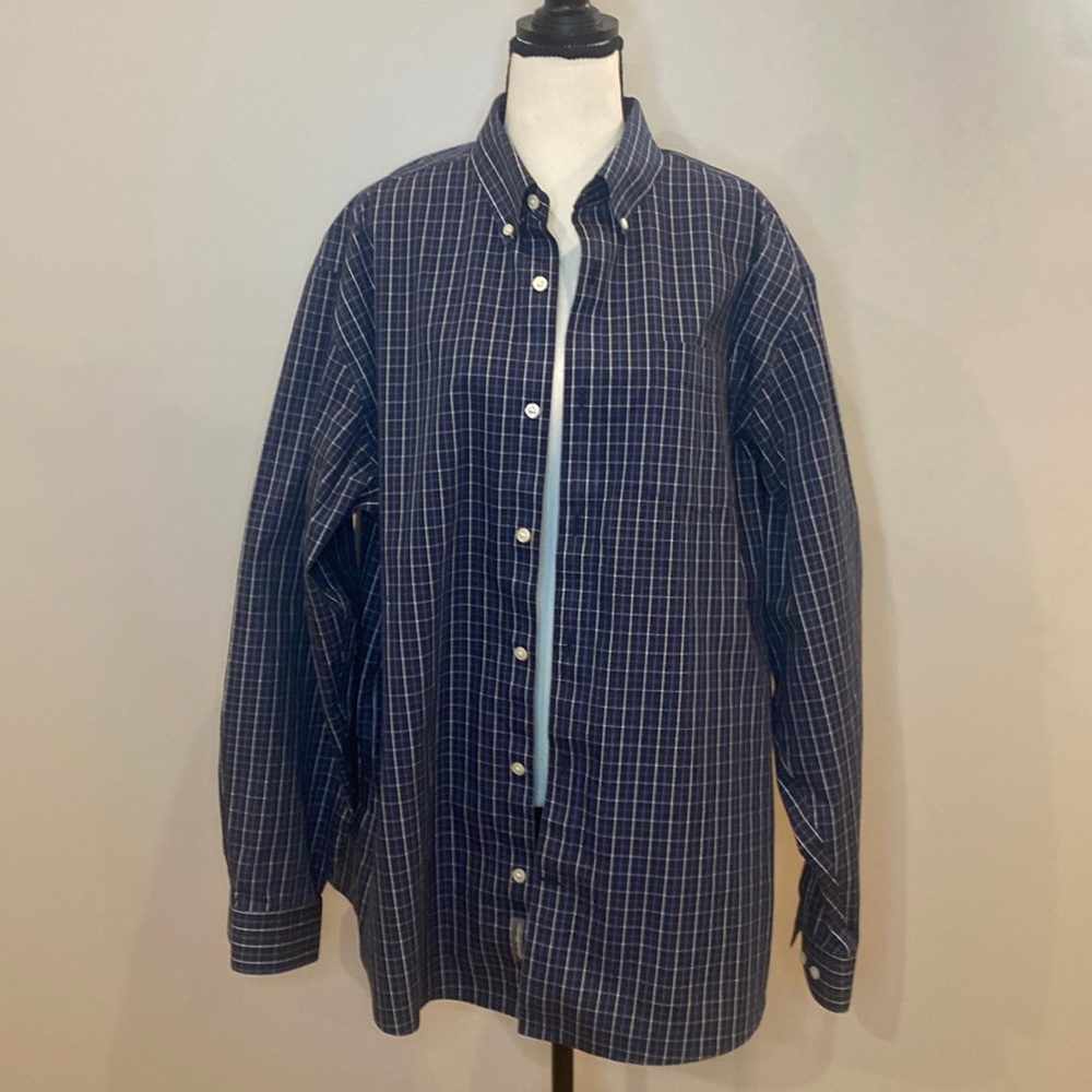 Eddie Bauer wrinkle free relaxed fit windowpane plaid button down gorpcore
